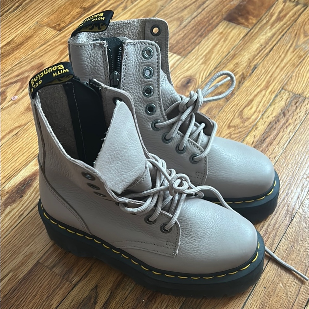 Dr. Martens Beige/Gray Combat Boots